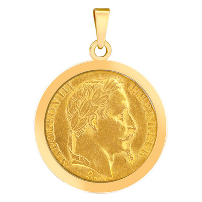 Pendentif Pièce 10F Napoélon III, Or Jaune 750, 19mm - Lucas Lucor