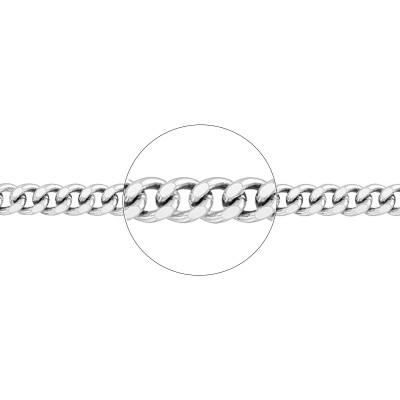 Chaîne Gourmette, Or blanc 750, 55 cm - Manillon
