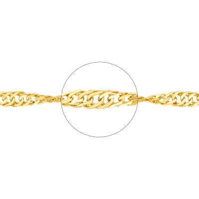 Chaîne Singapour, Or jaune 750, 55 cm - Manillon