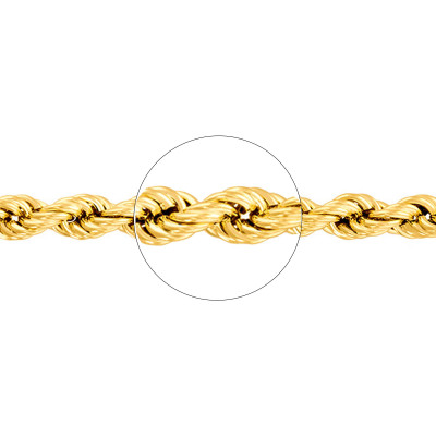 Chaîne Corde Torsadée Massive, Or jaune 750, 40 cm - Manillon