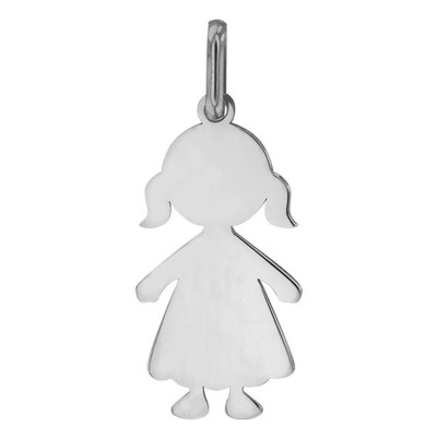 Pendentif Petite Fille, Or Blanc 750 - Lucas Lucor