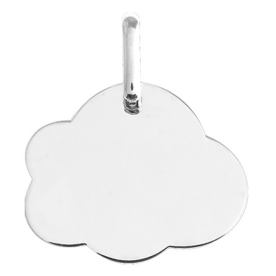 Pendentif Nuage à graver Nuage, Or Blanc 375 - Lucas Lucor