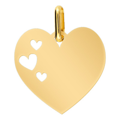 Pendentif Ajouré Coeur, Or Jaune 375, 12x14mm - Lucas Lucor