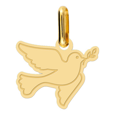 Pendentif colombe au rameau, Or jaune 375 - Lucas Lucor