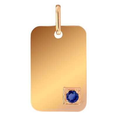 Pendentif Plaque, Or Jaune 375, Saphir - Lucas Lucor