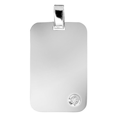 Pendentif Plaque, Or Blanc & Diamant - Lucas Lucor