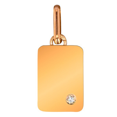 Pendentif Plaque, Or jaune 750 & Diamant 0,01ct - Lucas Lucor