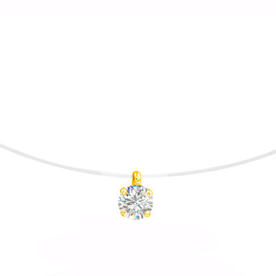 Collier en Or jaune fil nylon, Diamant H/P1 (serti 4 griffes) - Diamond Lady