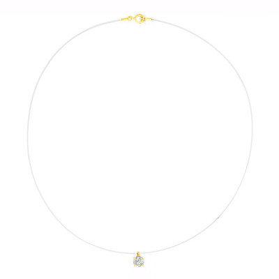 Collier en Or jaune fil nylon, Diamant H/P1 (serti 4 griffes) - Diamond Lady