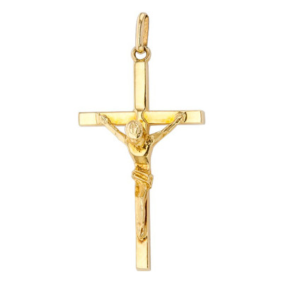 Pendentif Christ en Croix Fine, Or Jaune 375, 15.5x28.3mm - Vandona