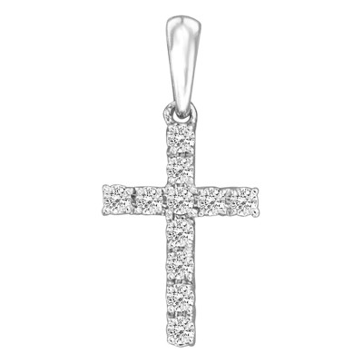 Croix pavée, Or blanc 750 & diamants - Juweel