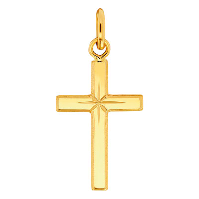Croix à l'Etoile, Or Jaune 750, 16x30mm - Emanessence