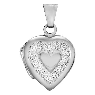 Pendentif Photo Coeur, Argent 925 & Zircons, 16x25mm - Artemis