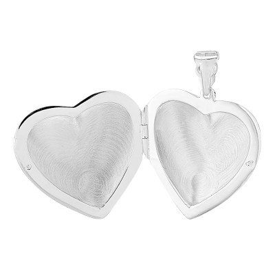 Pendentif Porte Photo Coeur motif Floral, Argent 925, 32x43mm - Artemis