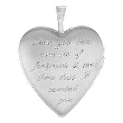 Pendentif Porte Photo Coeur Étoile & Empreintes, Argent 925, 20x25mm - Artemis