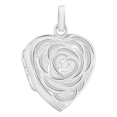 Pendentif Porte Photo Coeur Rose, Argent 925, 26x19mm - Artemis