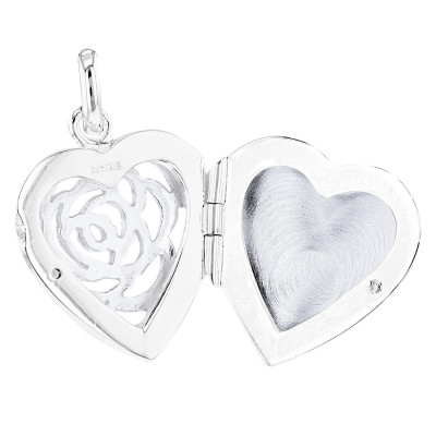 Pendentif Porte Photo Coeur Rose, Argent 925, 26x19mm - Artemis