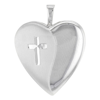 Pendentif Porte Photo Coeur Croix, Argent 925, 20x25mm - Artemis