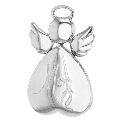 Pendentif Photo Petit Ange "Mom" & Coeur, Argent 925, 16x25mm - Artemis