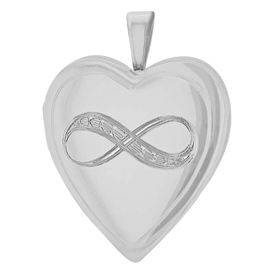Pendentif Porte Photo Coeur Infini, Argent 925, 29x19mm - Artemis