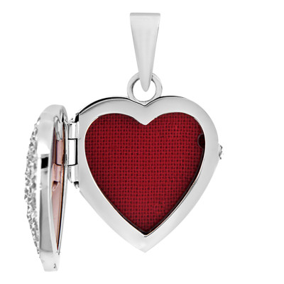 Pendentif Photo Coeur, Or Blanc 375 & Zircons, 16x20mm - Emanessence