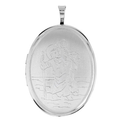 Pendentif Porte Photo Ovale Saint Christophe, Argent 925, 20x32mm - Artemis