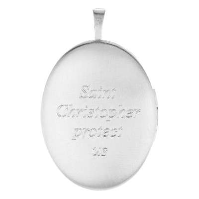 Pendentif Porte Photo Ovale Saint Christophe, Argent 925, 20x32mm - Artemis