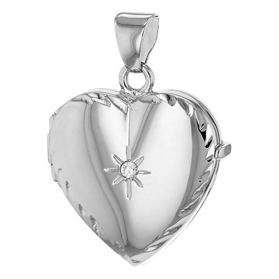 Pendentif Photo Coeur & Étoile, Argent 925 & Oxyde, 30x21mm - Artemis