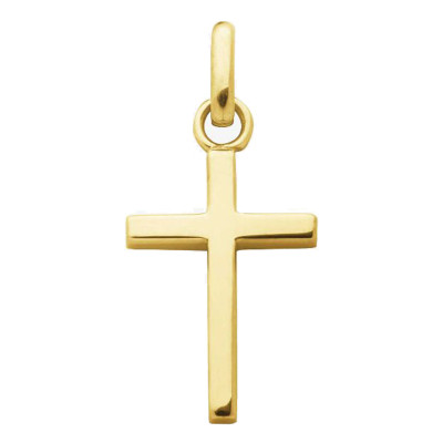 Pendentif Mini Croix à Fil Carré, Or Jaune 750, 14x9 mm - Augis