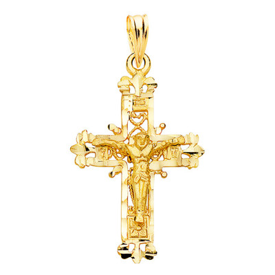 Croix Avec Christ, Or jaune 750, 18x28mm - Lumiosa