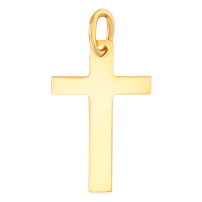 Pendentif Croix Catholique Lisse & Rectangulaire, Or Jaune, 13.9x20.9mm - Rosatella