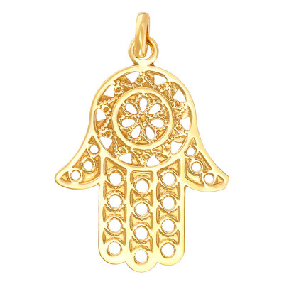 Pendentif Main de Fatma Ajouré, Or Jaune, 25,38x21 mm - Rosatella