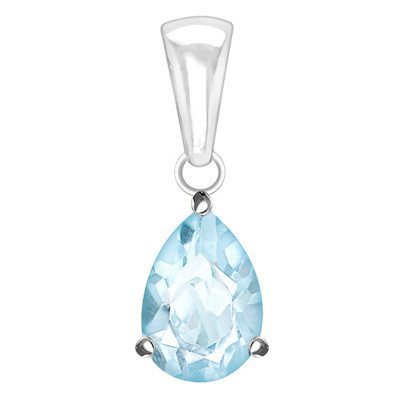 Pendentif Aigue Marine, Or blanc - Aurora