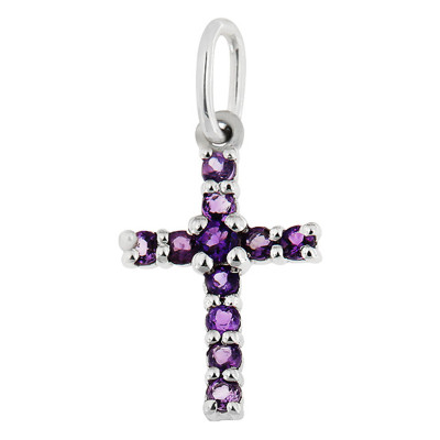 Pendentif croix, Or blanc 375 & Améthyste - Aurora