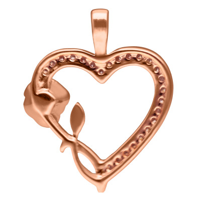 Pendentif Coeur Floral en Or Rose 375 & Diamants 0,12 ct - Aurora