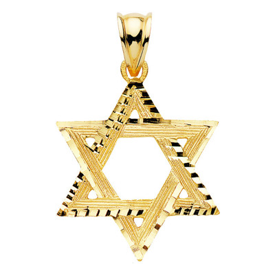 Pendentif Etoile de David Travaillée, Or jaune 750 - Lumiosa