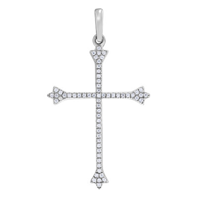 Pendentif Croix Pavée Diamants 0,12 ct & Or Blanc 750, 25x18mm - Allegoria