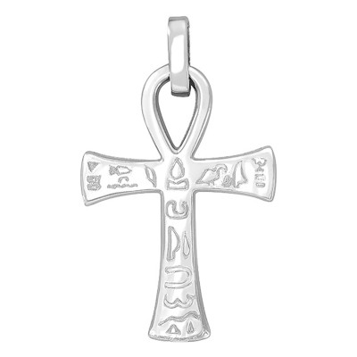 Pendentif Croix de Vie, Or Blanc, 36x25mm - Vandona