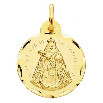 Médaille scapulaire Vierge Candelaria & Christ de La Laguna, Or Jaune 750, 16 ou 18 mm - Lumiosa