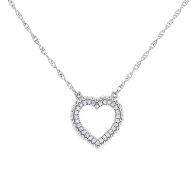 Collier Diamants Coeur, Or blanc 750 - Allegoria