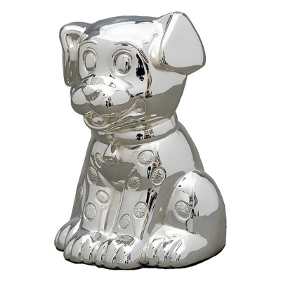 Tirelire Enfant Chien, Métal argenté - Daniel Crégut