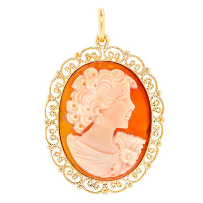 Pendentif Camée Jeanne, Or jaune 750 - Emanessence