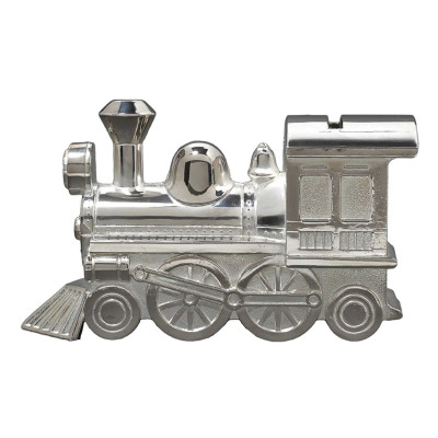 Tirelire Enfant Locomotive, Métal argenté - Daniel Crégut