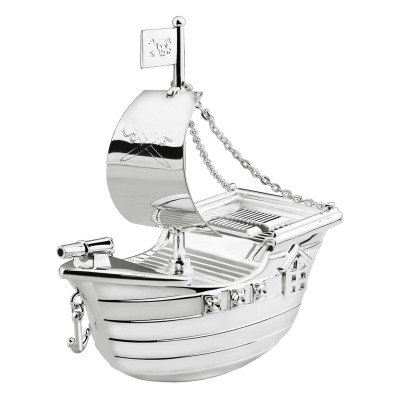 Tirelire Enfant Bateau de Pirate, Métal argenté - Daniel Crégut