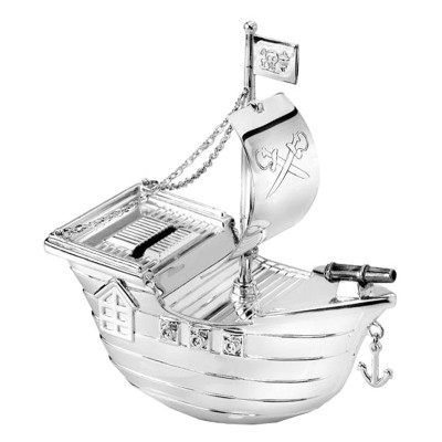 Tirelire Enfant Bateau de Pirate, Métal argenté - Daniel Crégut