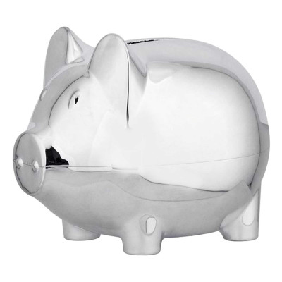 Tirelire Enfant Cochon, Métal argenté - Daniel Crégut