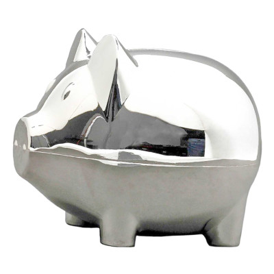 Tirelire Enfant Cochon, Métal argenté - Daniel Crégut