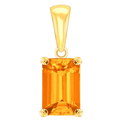 Pendentif Or Jaune forme Emeraude, Citrine - Aurora