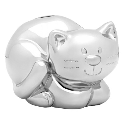 Tirelire Enfant Chat, Métal argenté - Daniel Crégut