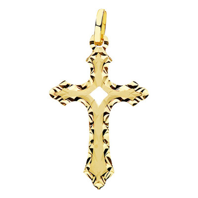 Croix Sculpté, Or jaune 750, 15x25mm - Lumiosa